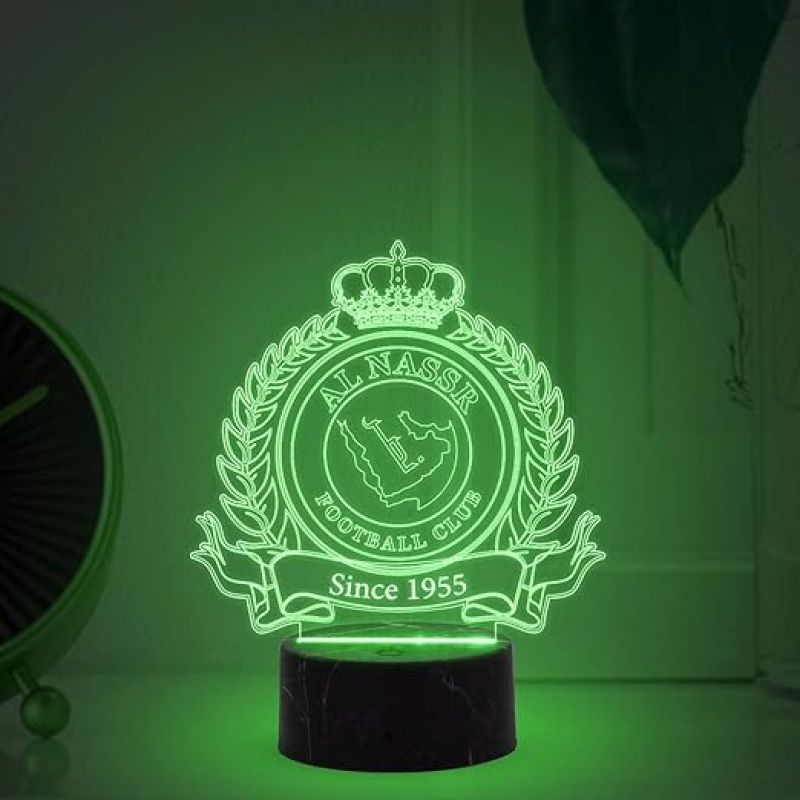 3D Illusion Alnassr Football Club night lamp with Multicolored Light Gift for Sports Lover Birthday Gifts for Footballer Men Women Football Player Gift
