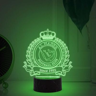 3D Illusion Alnassr Football Club night lamp with Multicolored Light Gift for Sports Lover Birthday Gifts for Footballer Men Women Football Player Gift