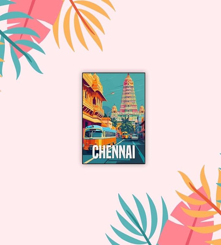 Chennai Indian State Wooden Fridge Magnet Sticker Almirah, Refrigerator, Home & Kitchen Door Travel Souvenir & Gift Items Magnet