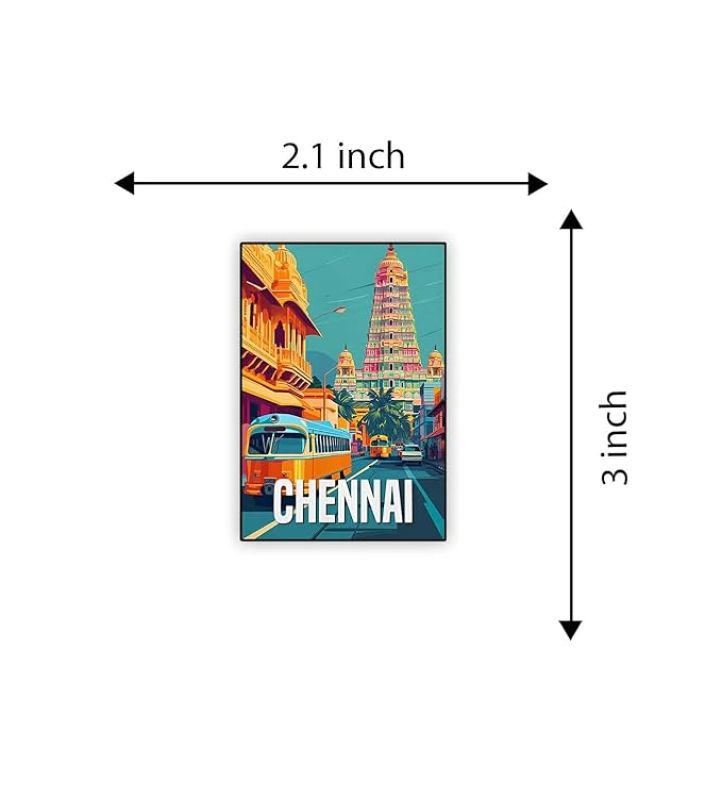 Chennai Indian State Wooden Fridge Magnet Sticker Almirah, Refrigerator, Home & Kitchen Door Travel Souvenir & Gift Items Magnet
