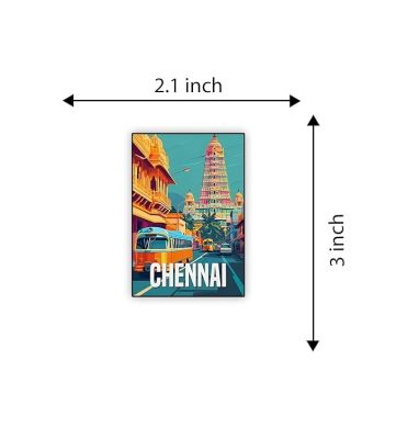 Chennai Indian State Wooden Fridge Magnet Sticker Almirah, Refrigerator, Home & Kitchen Door Travel Souvenir & Gift Items Magnet