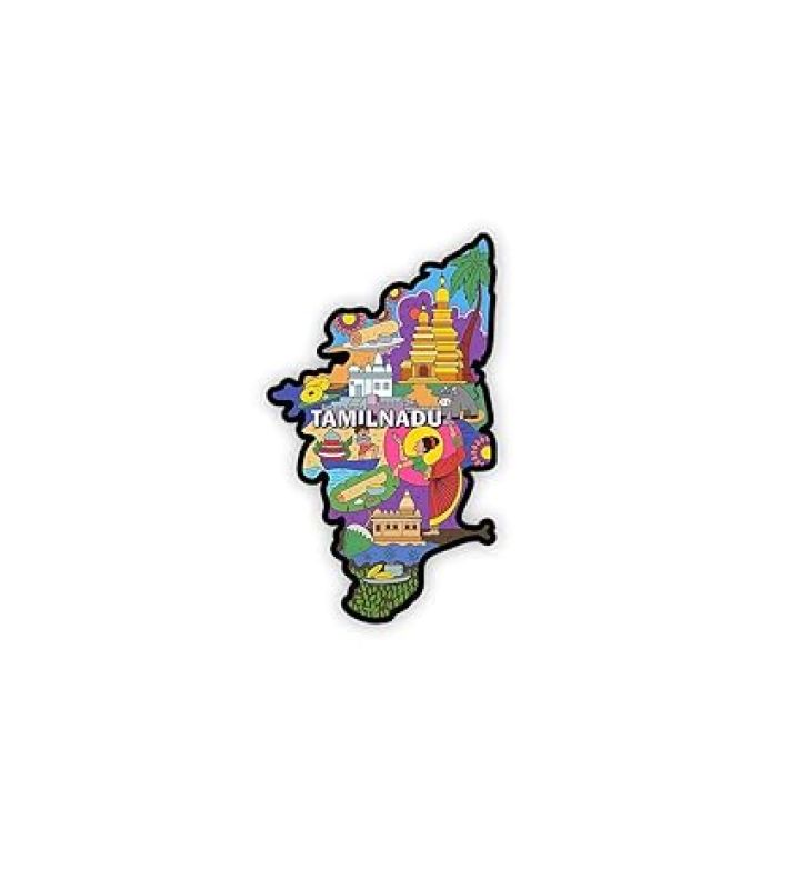 Tamilnadu Indian State Wooden Fridge Magnet Sticker Almirah, Refrigerator, Home & Kitchen Door Travel Souvenir & Gift Items Magnet