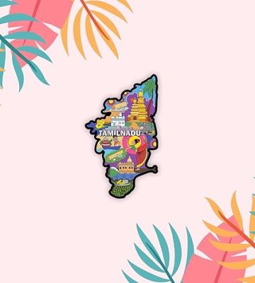 Tamilnadu Indian State Wooden Fridge Magnet Sticker Almirah, Refrigerator, Home & Kitchen Door Travel Souvenir & Gift Items Magnet