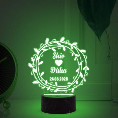3D Illusion Couple Night Lamp with Automatic Color Changing Light Customize with names & Date 1st Anniversary Gift for Couple Birthday Gift for Husband Wife