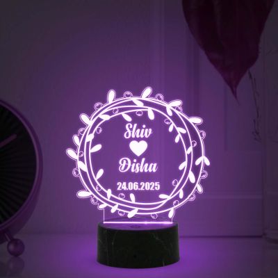 3D Illusion Couple Night Lamp with Automatic Color Changing Light Customize with names & Date 1st Anniversary Gift for Couple Birthday Gift for Husband Wife