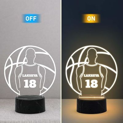 Basketball night lamp with Warm White Light Customized with Name  Birthday Gift for Basketball Lovers Gaming Room Decor Lamp