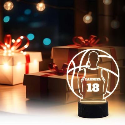 Basketball night lamp with Warm White Light Customized with Name  Birthday Gift for Basketball Lovers Gaming Room Decor Lamp