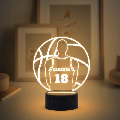Basketball night lamp with Warm White Light Customized with Name  Birthday Gift for Basketball Lovers Gaming Room Decor Lamp