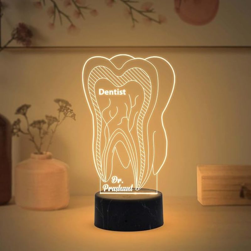 Dentist Night Lamp with Warm White Light Customized with Name Thankyou Gifts for Dentist Doctor Dental Clinic decor