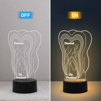 Dentist Night Lamp with Warm White Light Customized with Name Thankyou Gifts for Dentist Doctor Dental Clinic decor