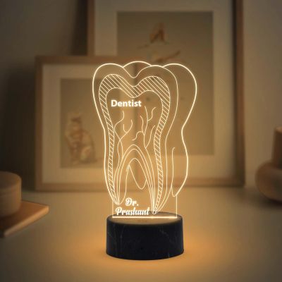 Dentist Night Lamp with Warm White Light Customized with Name Thankyou Gifts for Dentist Doctor Dental Clinic decor