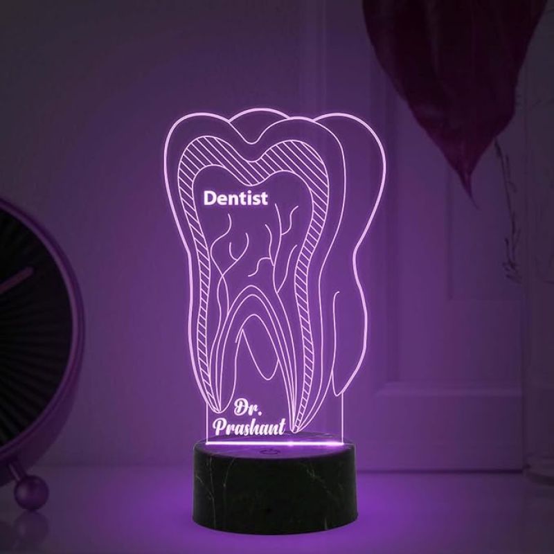 Dentist Night Lamp with Automatic Color Changing Light Customized with Name Thankyou Gifts for Dentist Doctor Dental Clinic decor