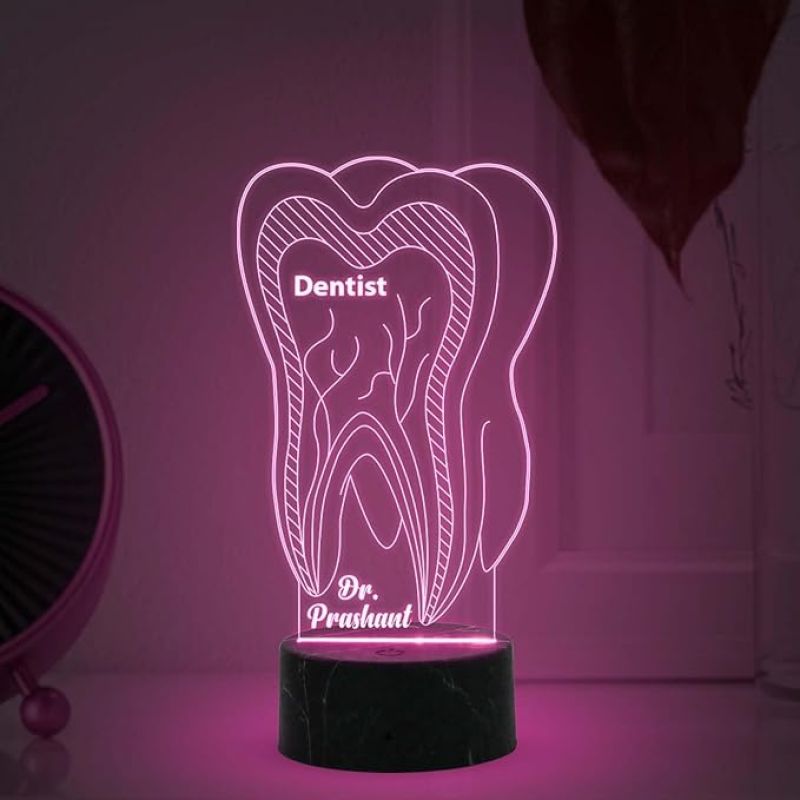 Dentist Night Lamp with Automatic Color Changing Light Customized with Name Thankyou Gifts for Dentist Doctor Dental Clinic decor