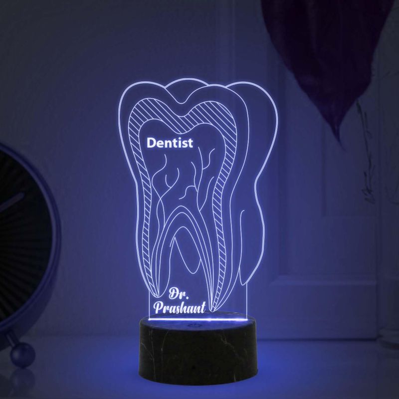 Dentist Night Lamp with Automatic Color Changing Light Customized with Name Thankyou Gifts for Dentist Doctor Dental Clinic decor