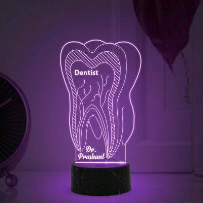 Dentist Night Lamp with Automatic Color Changing Light Customized with Name Thankyou Gifts for Dentist Doctor Dental Clinic decor
