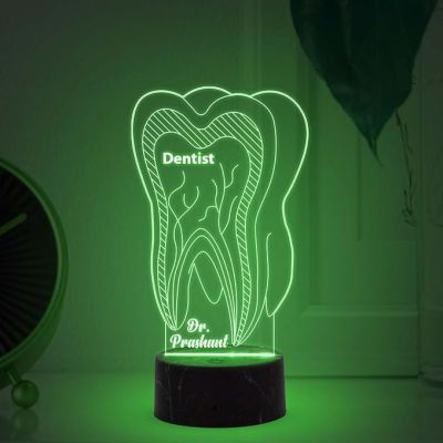 Dentist Night Lamp with Automatic Color Changing Light Customized with Name Thankyou Gifts for Dentist Doctor Dental Clinic decor