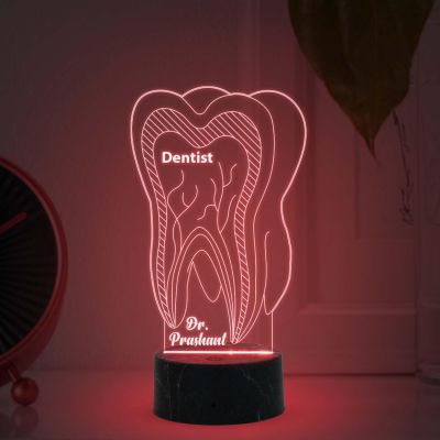 Dentist Night Lamp with Automatic Color Changing Light Customized with Name Thankyou Gifts for Dentist Doctor Dental Clinic decor