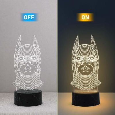 3D Illusion Batman Night Lamp with Warm White Light Birthday Gift for Marvel Fans Kids Room Decor Gift for Avengers Lovers