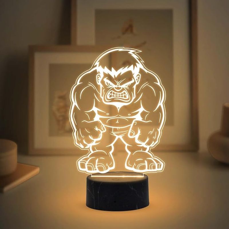 3D Illusion Hulk Avengers Night Lamp with Warm White Light Gift for Avengers Lover & Marvel Fans