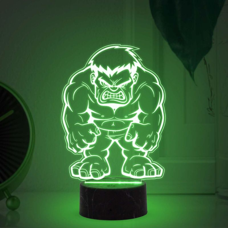 3D Illusion Hulk Avengers Night Lamp with Automatic Color Changing Light Gift for Avengers Lover & Marvel Fans