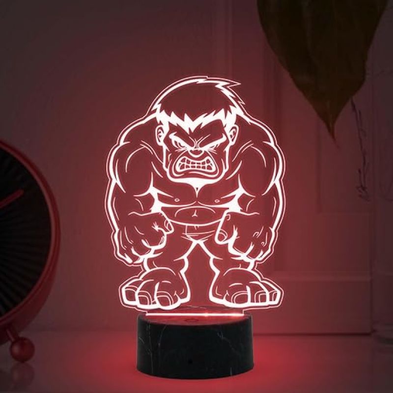 3D Illusion Hulk Avengers Night Lamp with Automatic Color Changing Light Gift for Avengers Lover & Marvel Fans