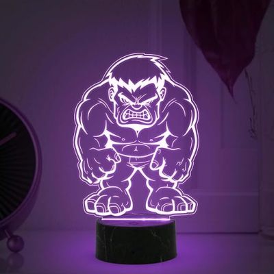 3D Illusion Hulk Avengers Night Lamp with Automatic Color Changing Light Gift for Avengers Lover & Marvel Fans
