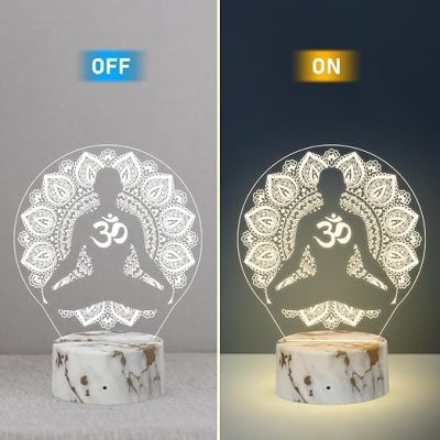 3D Illusion Om Symbol night lamp with Warm White Light Blessing Gift Temple, Meditation, Yoga, Home & Office Decor lamp