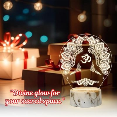 3D Illusion Om Symbol night lamp with Warm White Light Blessing Gift Temple, Meditation, Yoga, Home & Office Decor lamp