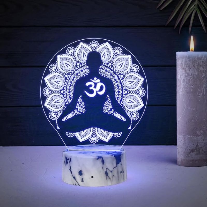 3D Illusion Om Symbol night lamp with Automatic Color Changing Light  Blessing Gift Temple, Meditation, Yoga, Home & Office Decor lamp