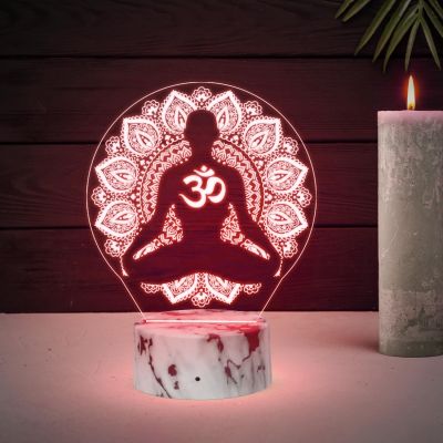 3D Illusion Om Symbol night lamp with Automatic Color Changing Light  Blessing Gift Temple, Meditation, Yoga, Home & Office Decor lamp