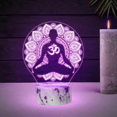 3D Illusion Om Symbol night lamp with Automatic Color Changing Light  Blessing Gift Temple, Meditation, Yoga, Home & Office Decor lamp