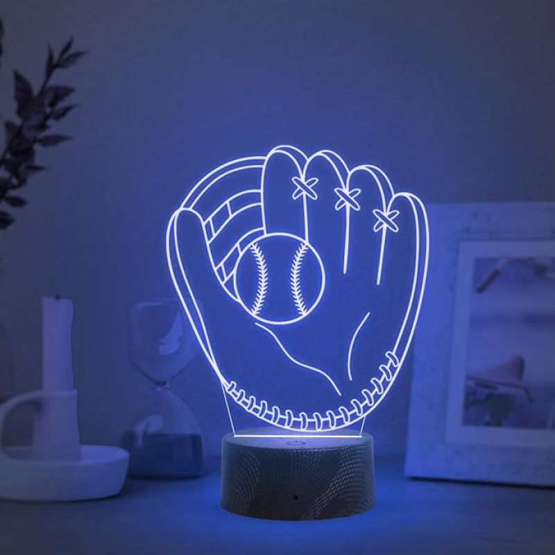 3D Illusion Baseball Glove night lamp with Automatic Color Changing Light Birthday Gift for baseballer Men Women Girl Boy Gift for Baseball Player