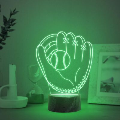 3D Illusion Baseball Glove night lamp with Automatic Color Changing Light Birthday Gift for baseballer Men Women Girl Boy Gift for Baseball Player