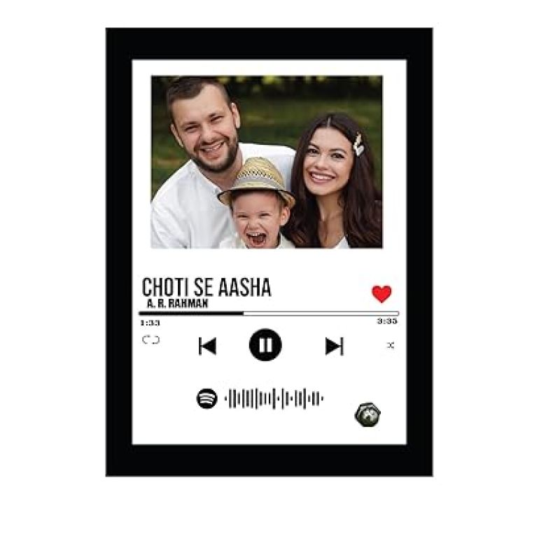 Personalized Spotify Song Family Photo Frame Customized Your Photo & Song Barcode Scannable Spotify Code Gift For Anniversary Birthday Gift for Music Lover