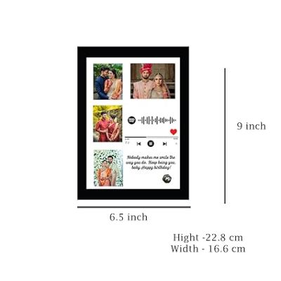 Personalized Spotify Song Couple Wedding Photo Frame Customized Your Photo & Song Barcode Scannable Spotify Code Gift For Anniversary Birthday Gift for Music Lover