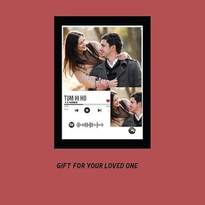 Personalized Spotify Song Couple Photo Frame Customized Your Photo & Song Barcode Scannable Spotify Code Gift For Anniversary Birthday Music Lover Gift