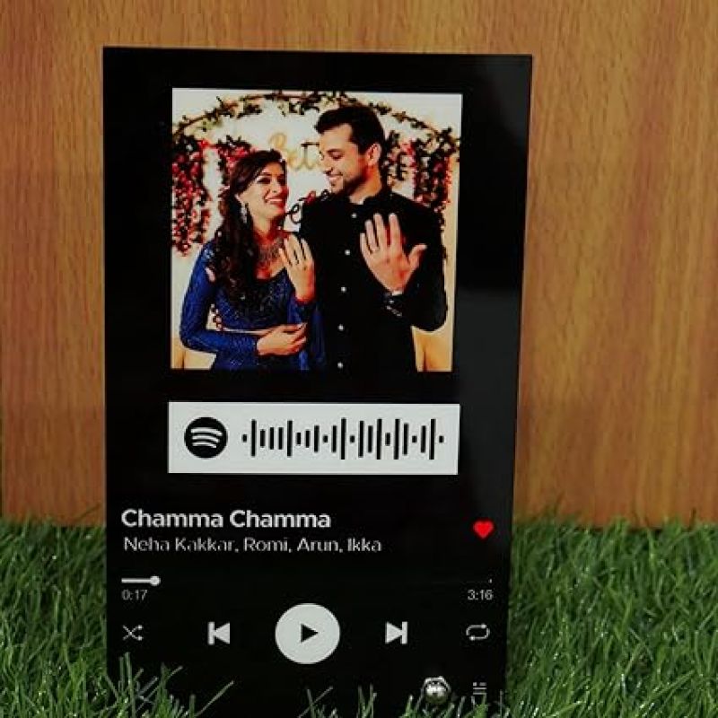 Personalized Spotify Song Engagement Couple Photo Frame Customized Your Photo & Song Barcode Scannable Spotify Code engagement &Anniversary Gift For Husband Wife