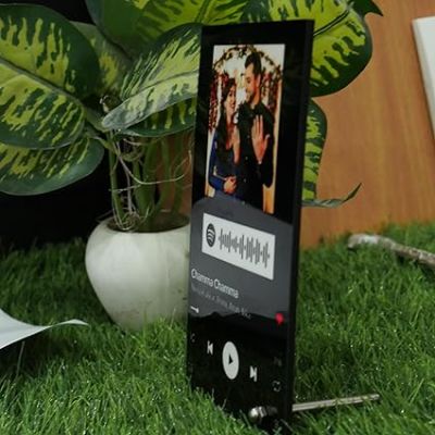 Personalized Spotify Song Engagement Couple Photo Frame Customized Your Photo & Song Barcode Scannable Spotify Code engagement &Anniversary Gift For Husband Wife