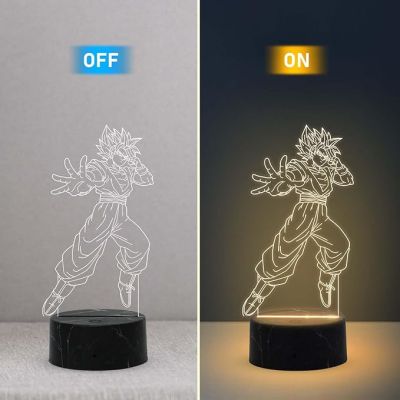 3D Illusion Goku Anime night lamp with Warm White Light Birthday Gift for Kids , Anime Lover & Home Decor