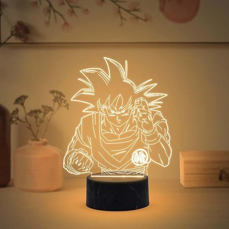 3D Illusion Dragonballz Anime night lamp with Warm White Light Birthday Gift for Kids, Anime Lover & Home Decor