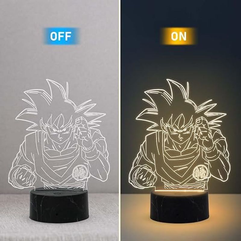 3D Illusion Dragonballz Anime night lamp with Warm White Light Birthday Gift for Kids, Anime Lover & Home Decor