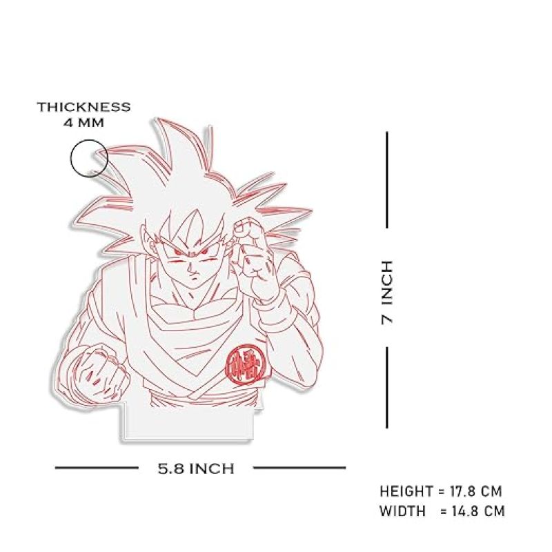 3D Illusion Dragonballz Anime night lamp with Warm White Light Birthday Gift for Kids, Anime Lover & Home Decor