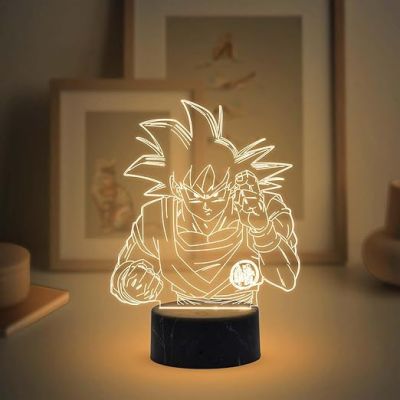 3D Illusion Dragonballz Anime night lamp with Warm White Light Birthday Gift for Kids, Anime Lover & Home Decor