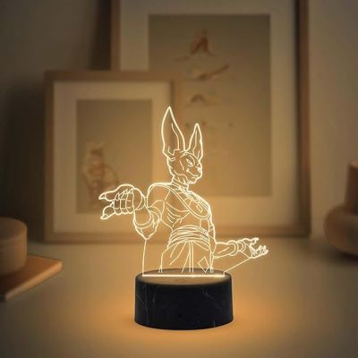 3D Illusion Anime Beerus Dragon Ball night lamp with Warm White Light Birthday Gift for Kids, Anime Lover & Home Decor