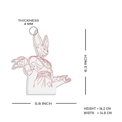3D Illusion Anime Beerus Dragon Ball night lamp with Warm White Light Birthday Gift for Kids, Anime Lover & Home Decor