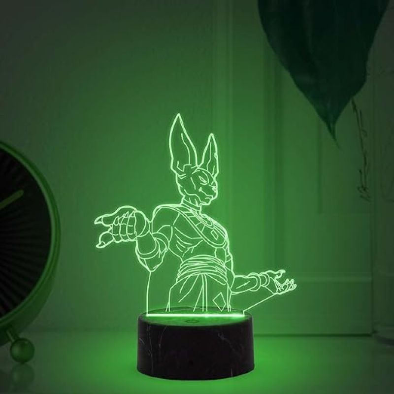 3D Illusion Beerus Dragon Ball Anime night lamp with  Automatic Color Changing Light Birthday Gift for Kids, Anime Lover & Home Decor
