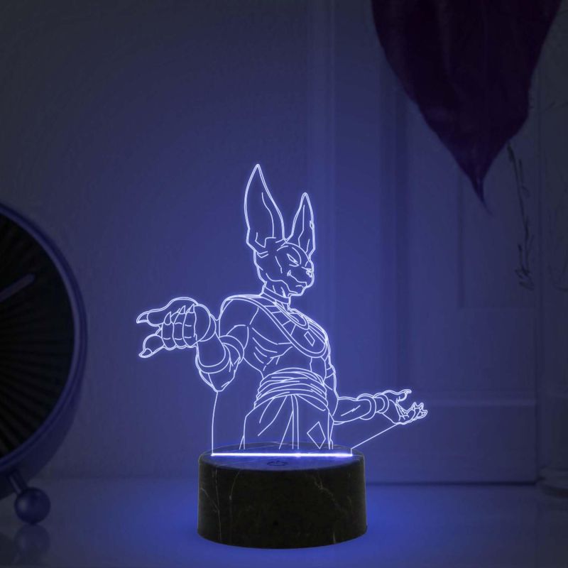 3D Illusion Beerus Dragon Ball Anime night lamp with  Automatic Color Changing Light Birthday Gift for Kids, Anime Lover & Home Decor