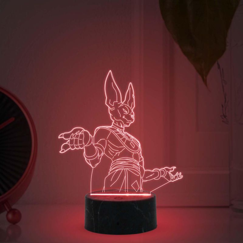 3D Illusion Beerus Dragon Ball Anime night lamp with  Automatic Color Changing Light Birthday Gift for Kids, Anime Lover & Home Decor