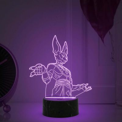 3D Illusion Beerus Dragon Ball Anime night lamp with  Automatic Color Changing Light Birthday Gift for Kids, Anime Lover & Home Decor