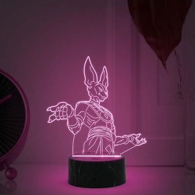 3D Illusion Beerus Dragon Ball Anime night lamp with  Automatic Color Changing Light Birthday Gift for Kids, Anime Lover & Home Decor